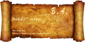 Bekő Alex névjegykártya